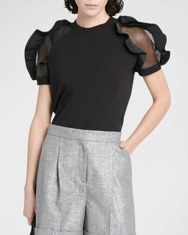 Ruffle Short-Sleeve Blouse